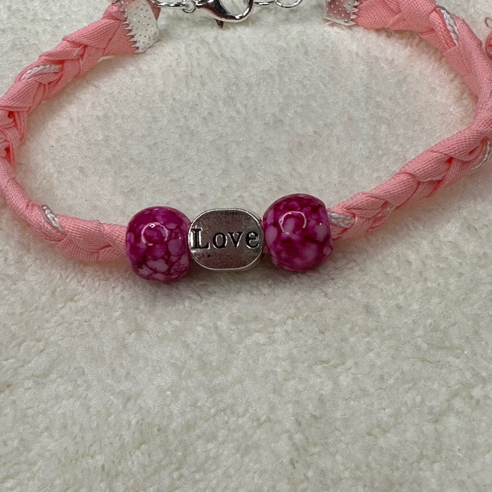 Hand Crafted Charming Pink and Gray Bracelet Set - Picture 5 of 9